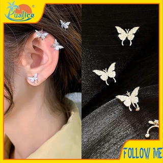 Super fairy temperament simple diamond-studded butterfly earrings ins girl heart wild ear bone clip earrings