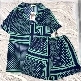 Pyjama Đùi Cộc _ Bộ Mặc Nhà Lụa Satin - Lụa Gấm hoạ tiết