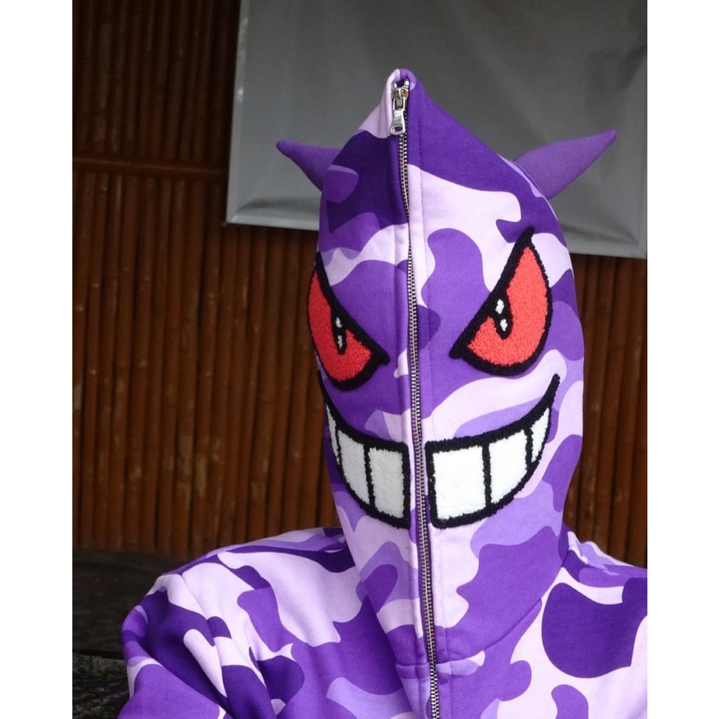 Y2k Emo Demon 3D Hooded Sweatshirt Men Women Vintage Zipper Streetwear Harajuku Pokemon Gengar Hooded