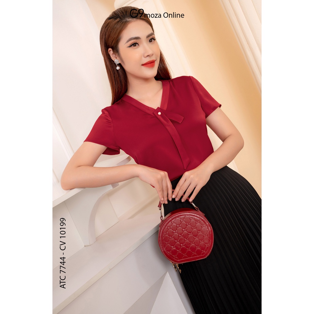 Áo sơ mi nữ G9moza 7744 tay cộc hàng thiết kế chất lụa mềm, mịn, mát