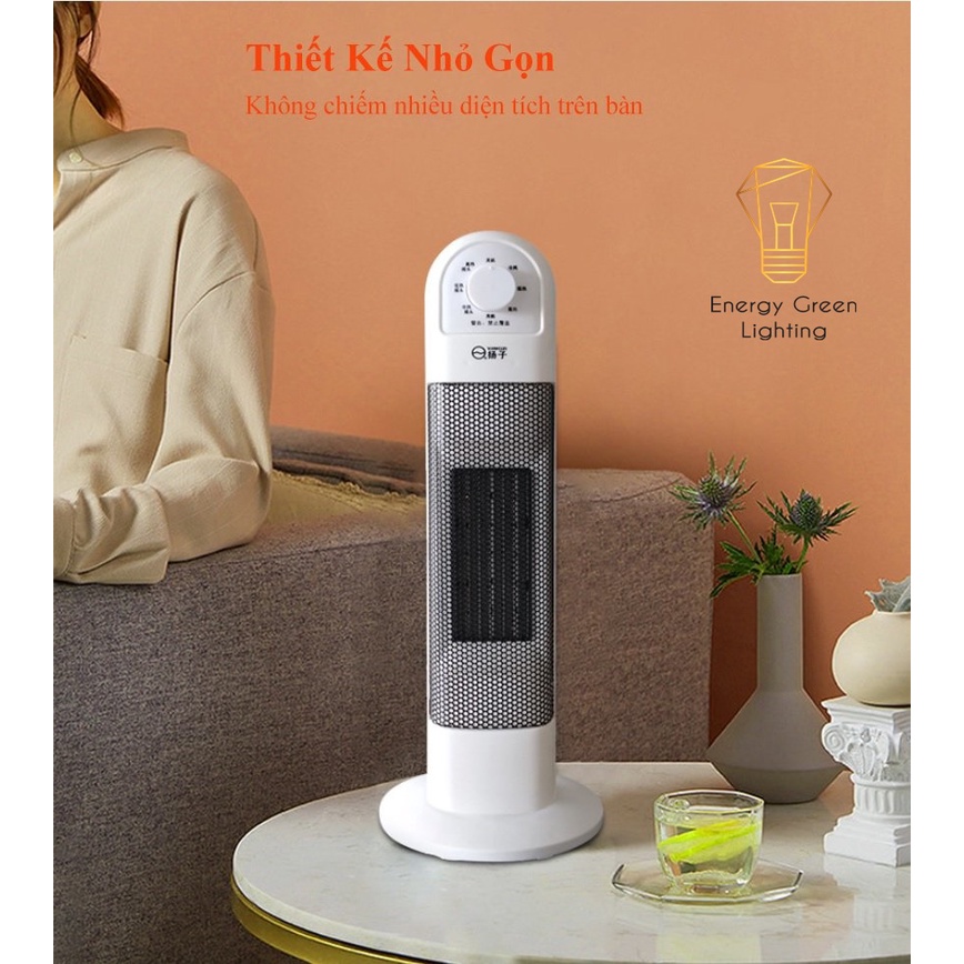 Máy Sưởi Cây Energy Green Lighting NSB-200A1 Quạt Sưởi Để Sàn - Công Nghệ Sưởi Gốm PTC - Làm Nóng Nhanh - Chế Độ Quay