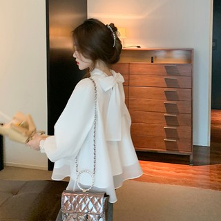 Áo chiffon tay phồng bồng bềnh trang trí nơ thời trang xuân hè ngọt ngào 2021 dành cho nữ