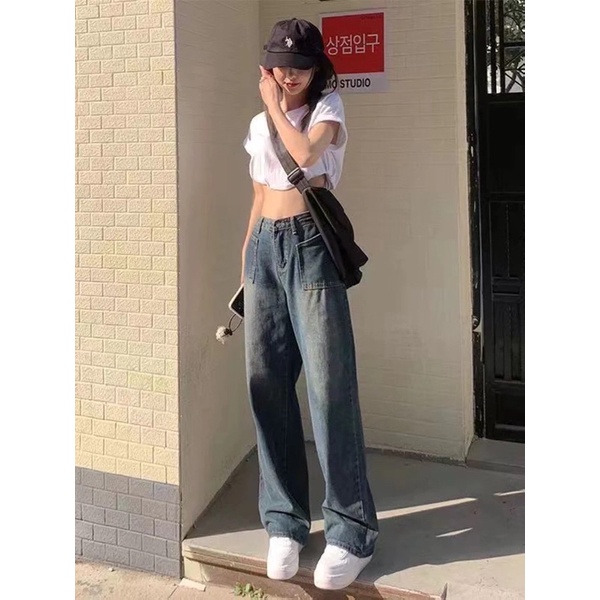 Quần Jeans Ống Suông Đứng Cạp Cao Siêu Siêu Hack Dáng