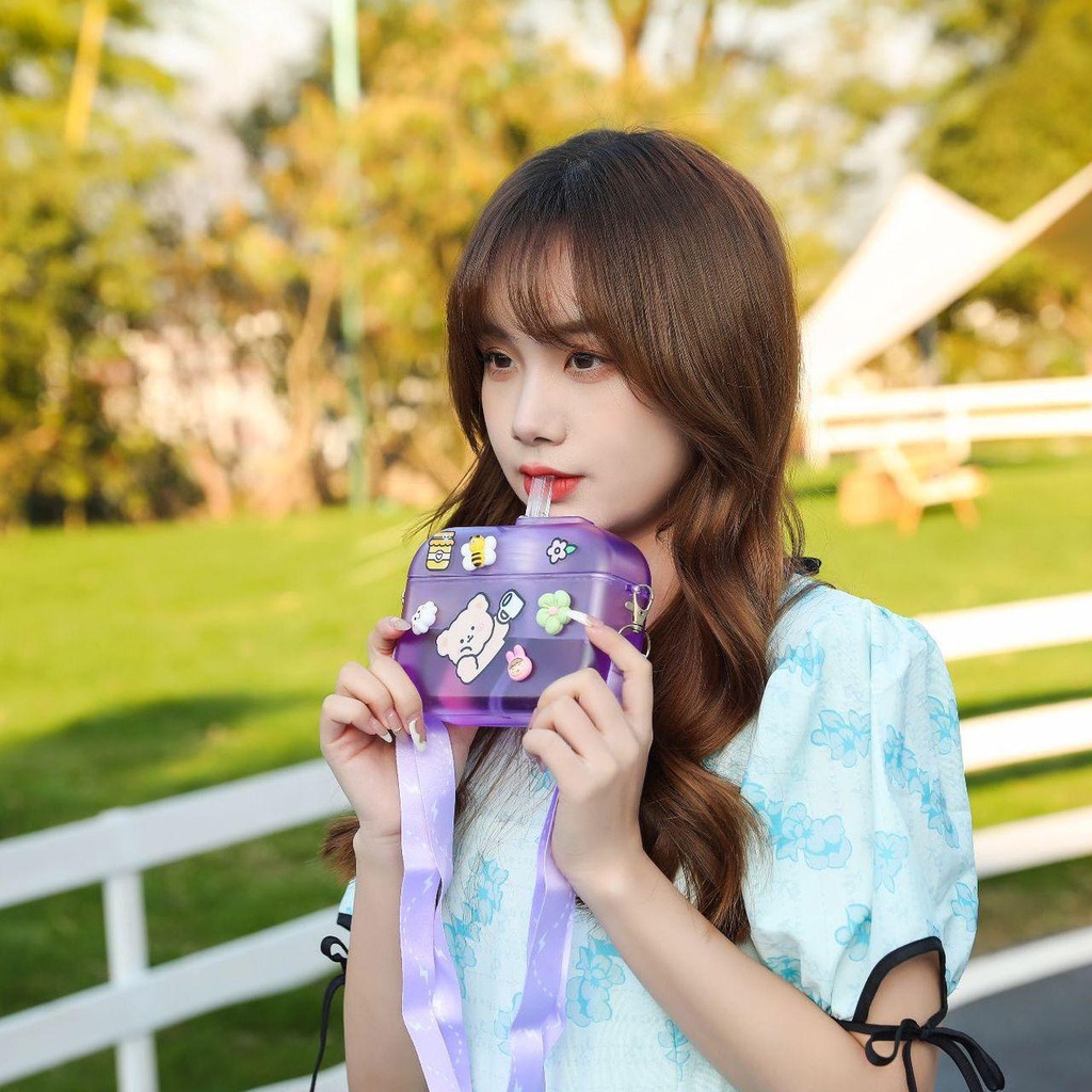 PISTA Túi Đựng Nước 400ML Có Ống Hút Và Dây Đeo Nhỏ Gọn Tiện Dụng 400ML