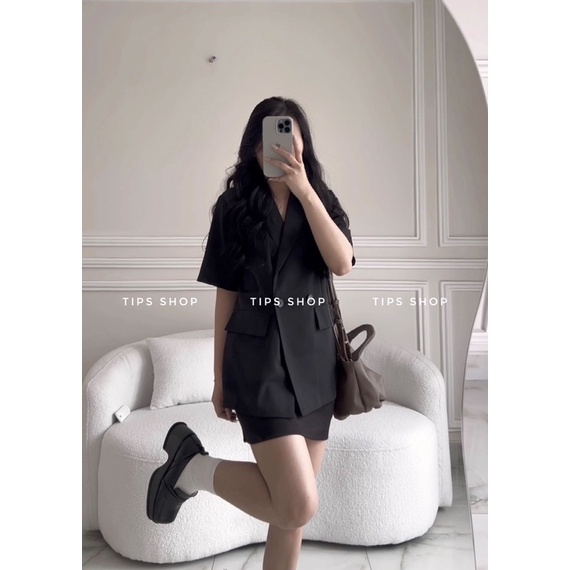 Áo blazer ngắn tay mùa hè phong cách Hàn Quốc