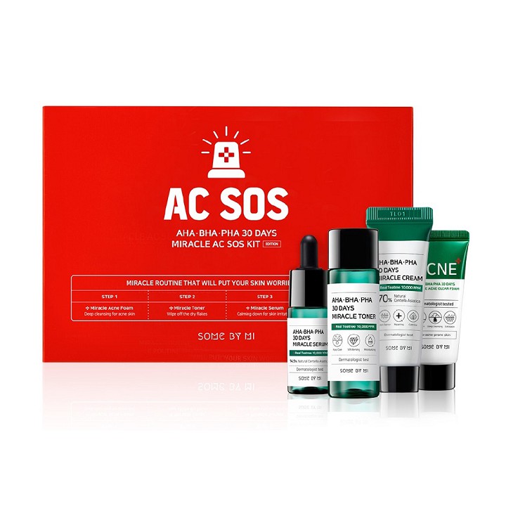 [CHÍNH HÃNG] Bộ Kit 4 Dưỡng Da Sạch Mụn Chỉ Trong 30 Ngày Some By Mi  AHA - BHA - PHA 30 Days Miracle AC SOS Kit