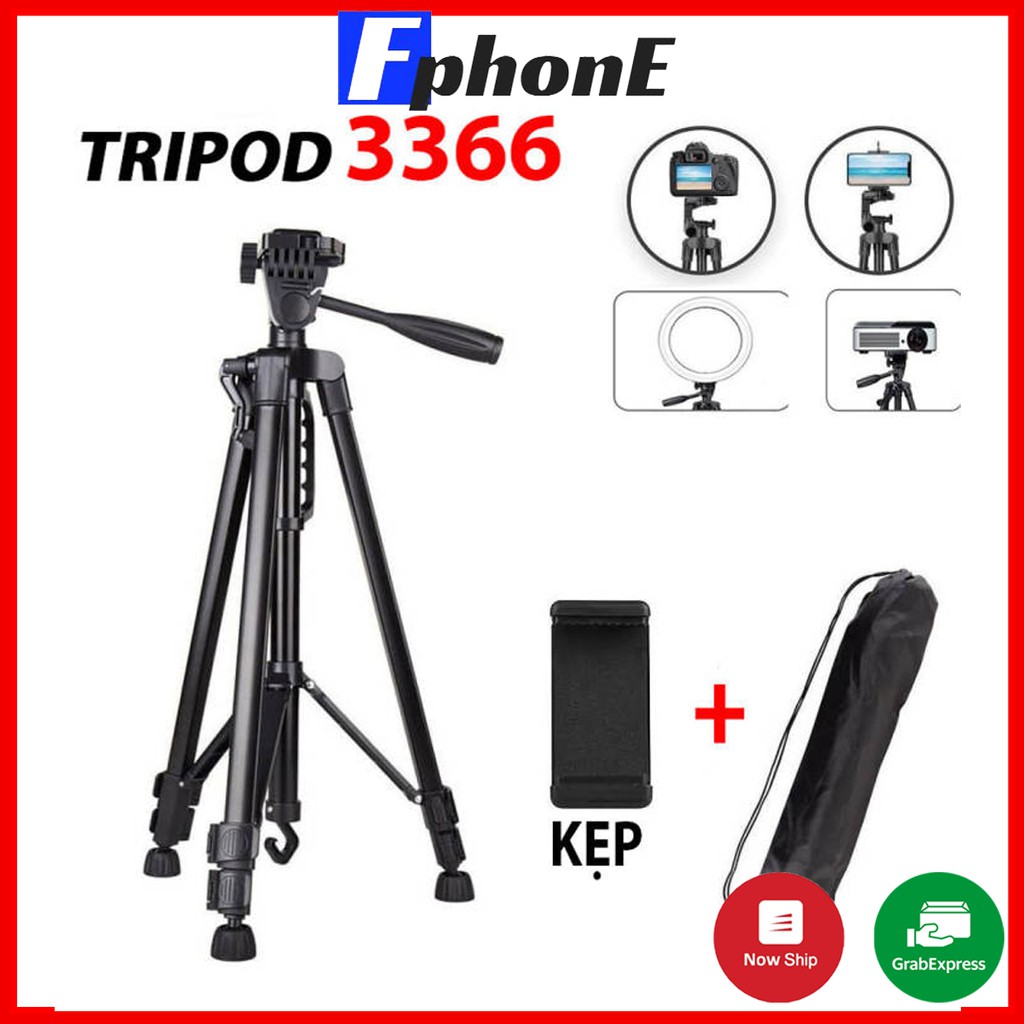 Chân Giá Đỡ Điện Thoại, Gậy chụp hình tripod 3366 cao 1m5 có tay cầm, tặng kẹp và túi, gậy selfie F | BigBuy360 - bigbuy360.vn