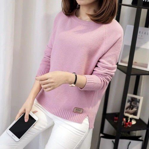 Áo Sweater cổ tròn tay dài thời trang mùa thu cho nữ