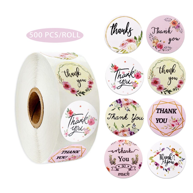 Cuộn 500 stickers thank you mẫu mới size 2.5cm