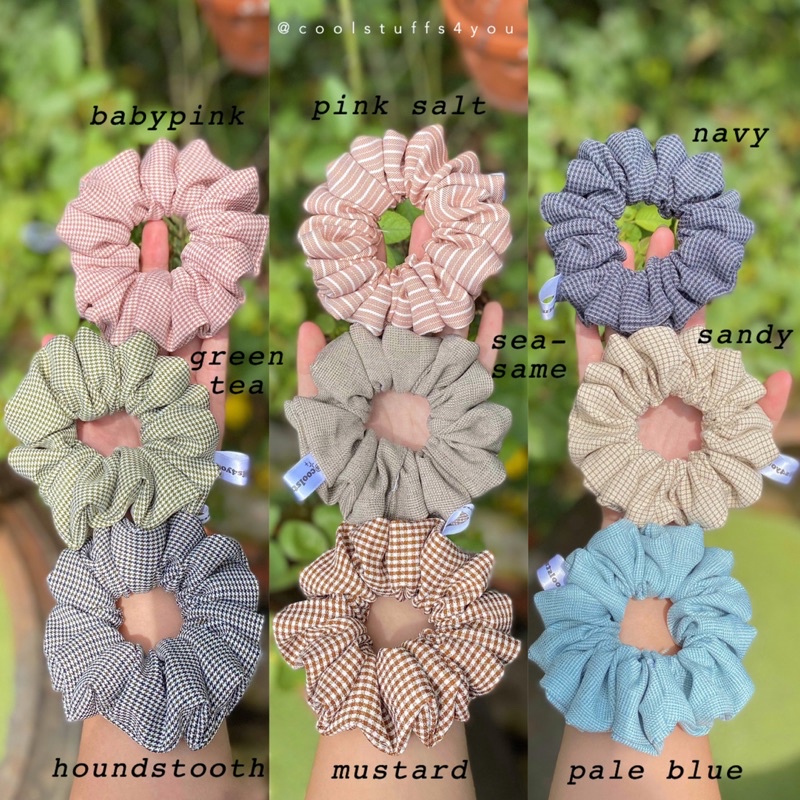 Bảng màu buộc tóc scrunchies hoạ tiết sọc