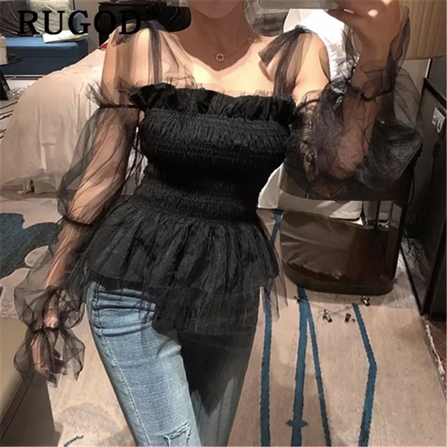 Áo Voan lưới cột nơ tay loại 1 lưới rớt vai dài Yura Store AVL019 | BigBuy360 - bigbuy360.vn