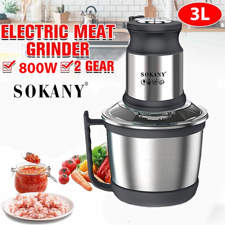 [Mã ELHA22 giảm 5% đơn 300K] Máy xay thịt, cá xay rau củ, tỏi ớt cối xay 3L Chính hãng SOKANY 800W [BH 12 Tháng]