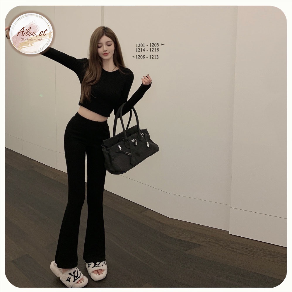 QNU 004A3 Quần Za.ra Tăm Ông Loe Nữ Legging Màu Đen Lưng Cao Co Dãn Bốn Chiều Siêu Hách Dáng Thời Trang Nữ Ailee
