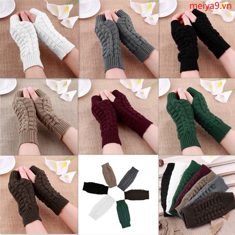 Găng Tay Len Hở Ngón Giữ Ấm 1 Cặp Cho Nữ