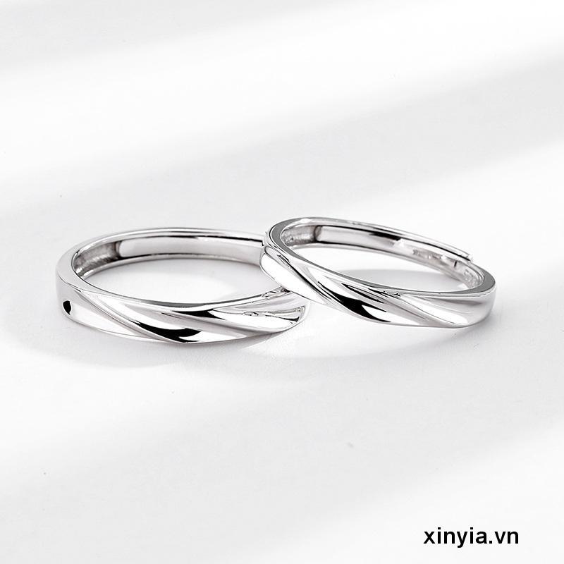 Nhẫn Cặp Đính Kim Cương Đơn Giản Có Thể Điều Chỉnh Kích Thước