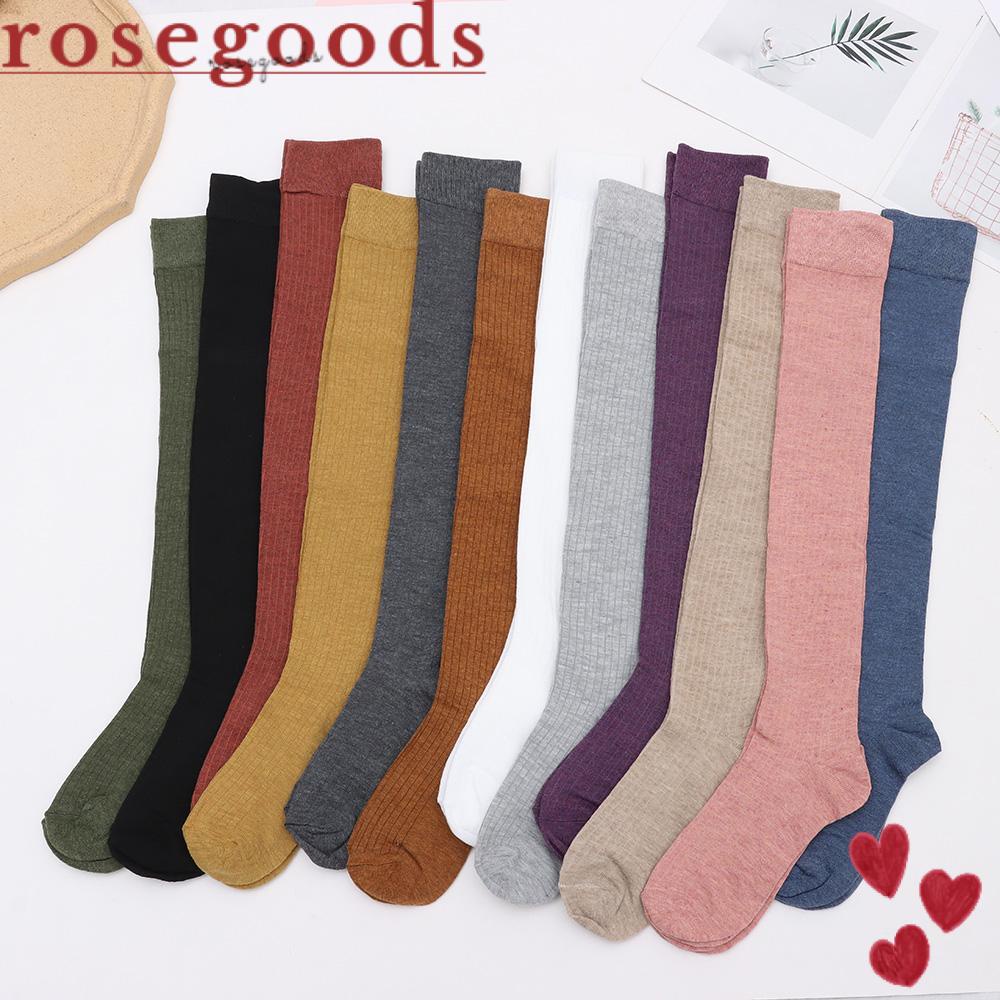 Vớ Dài Qua Gối Màu Trơn Họa Tiết Kẻ Sọc Thời Trang Dành Cho Nữ