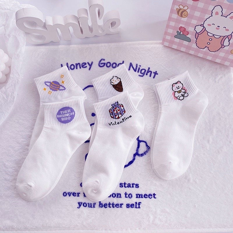 combo 10 đôi tất trắng hình nữ