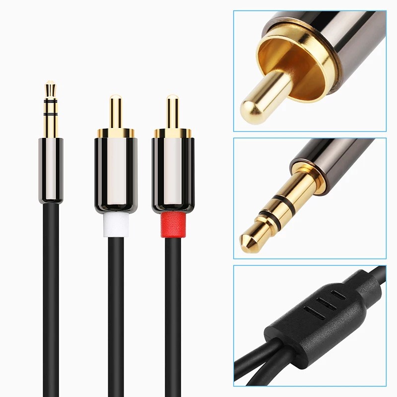 Cáp chuyển Audio từ jack 3.5mm (3 ly) đực ra jack AV (bông sen) đực – dài 2 m