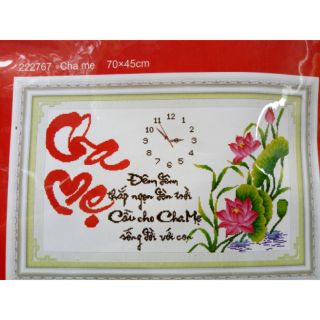 Tranh thêu đồng hồ cha mẹ 222767