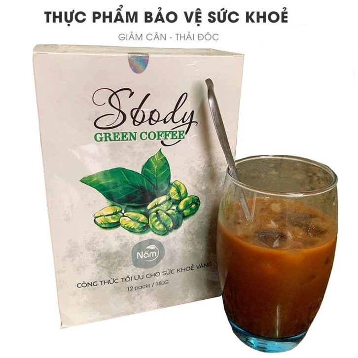 (TẶNG 6v detox ban đêm)_ Cà Phê Giảm Cân Sbody Green Coffee (Hộp 12 gói)