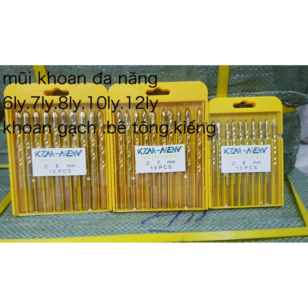 MŨI KHOAN ĐA NĂNG 6mm 7mm 8mm 10mm 12mm (hiệu KTM--NEW )