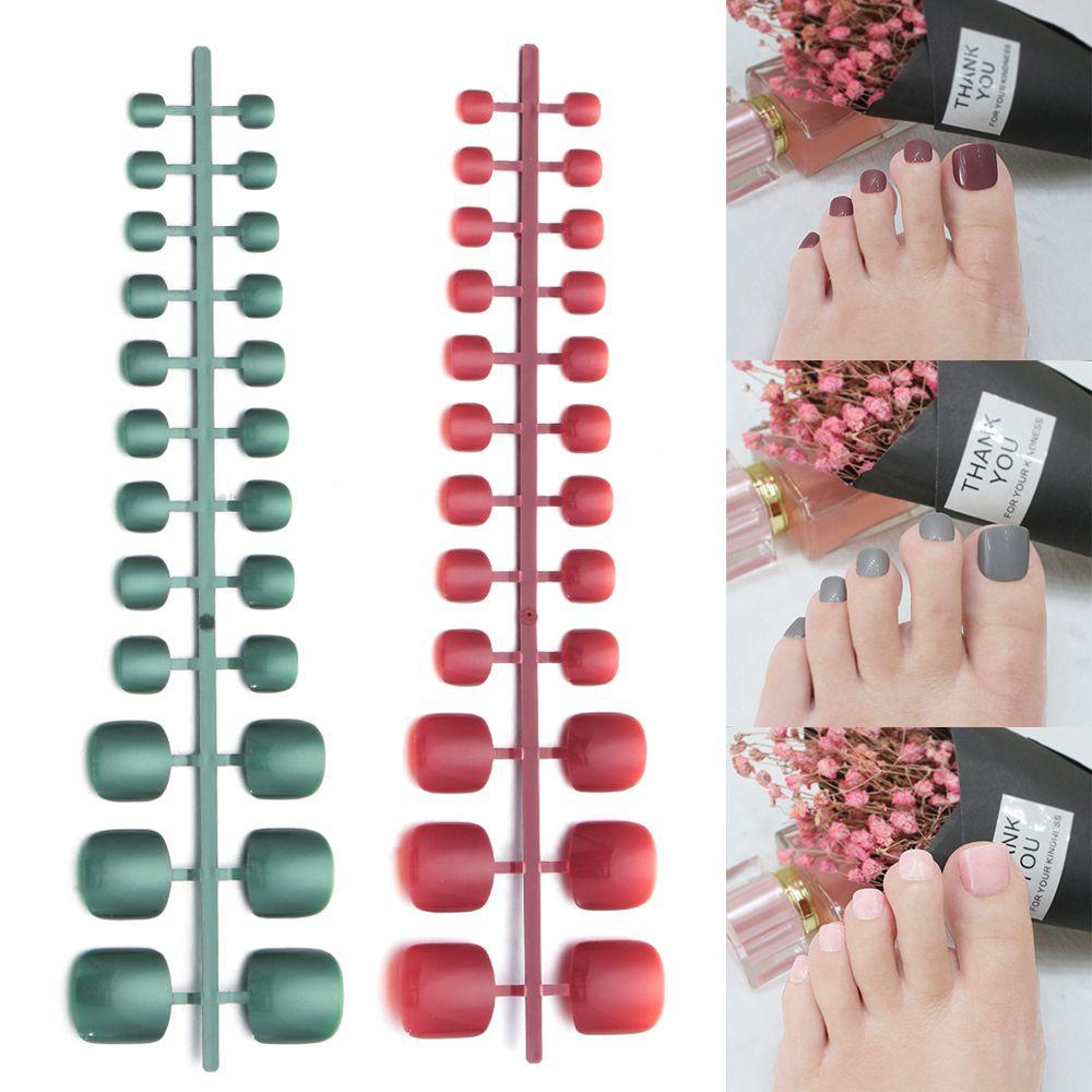 Móng Chân Giả Màu Trơn Mềm Mại Thời Trang