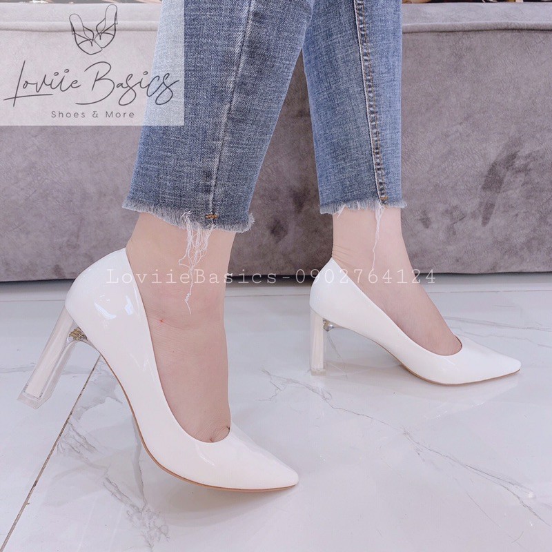 LOVIIE BASICS - GIÀY CAO GÓT 9 PHÂN BÍT MŨI - GIÀY GÓT VUÔNG CÔNG SỞ - GIÀY ĐẾ VUÔNG- GIÀY CAO GÓT 9CM MŨI NHỌN  G210510