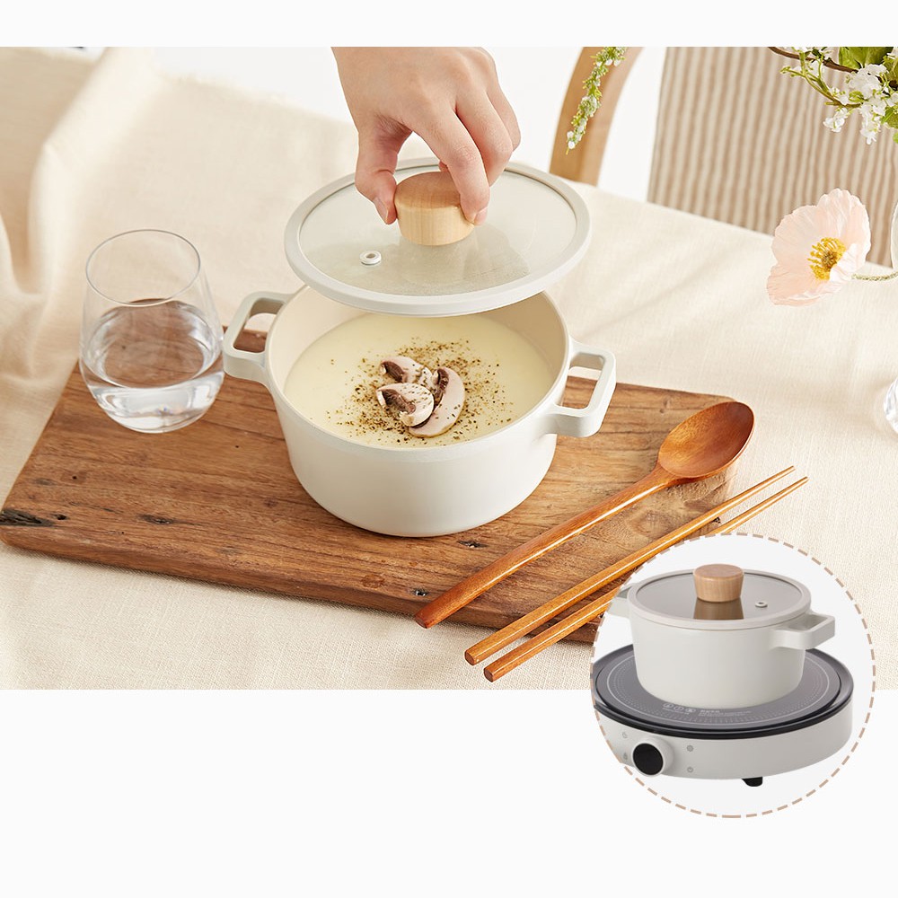 NEOFLAM FIKA Nồi hầm cảm ứng đầy đủ IH nhôm đúc hàng ngày (16cm, 18cm, 24cm) Máy rửa bát An toàn Không có PFOA