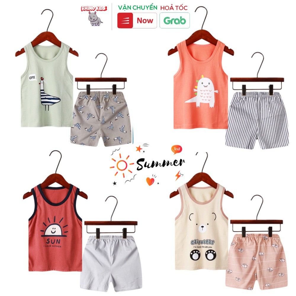 [MẪU 2021] Bộ quần áo trẻ em ba lỗ mùa hè tươi mát ,đồ bộ bé trai, bộ quần áo thun cho bé chất cotton hàng xuất Hàn Quốc