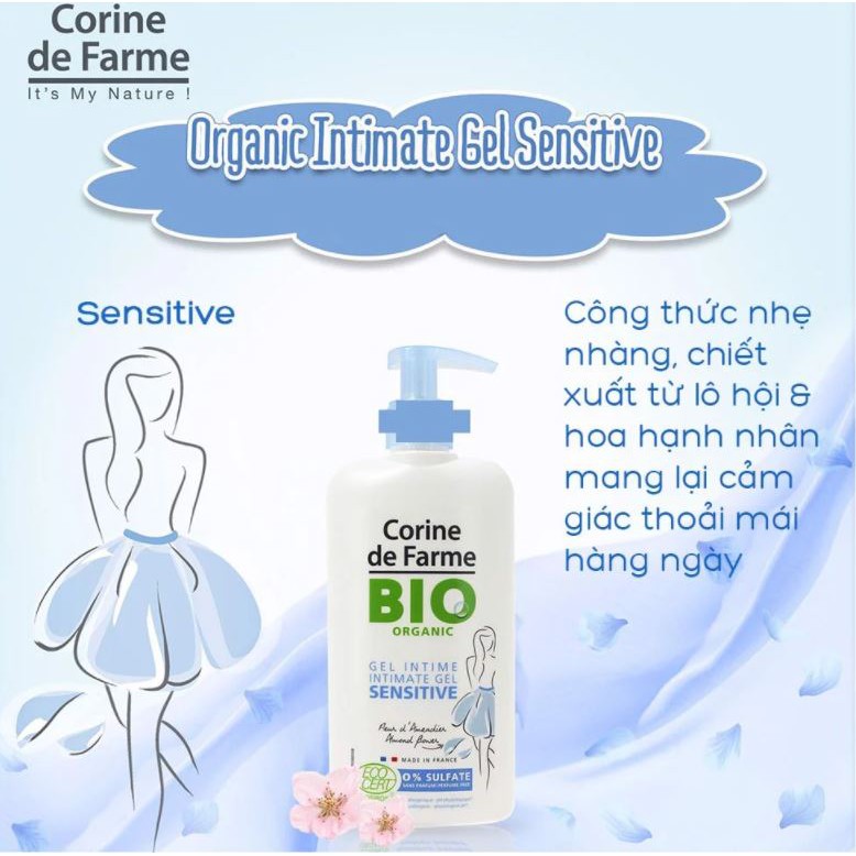 Dung Dịch Vệ Sinh Phụ Nữ Giúp Làm Sạch Nhẹ Nhàng Corine De Farme Intimate Gel [che tên sản phẩm khi giao hàng]