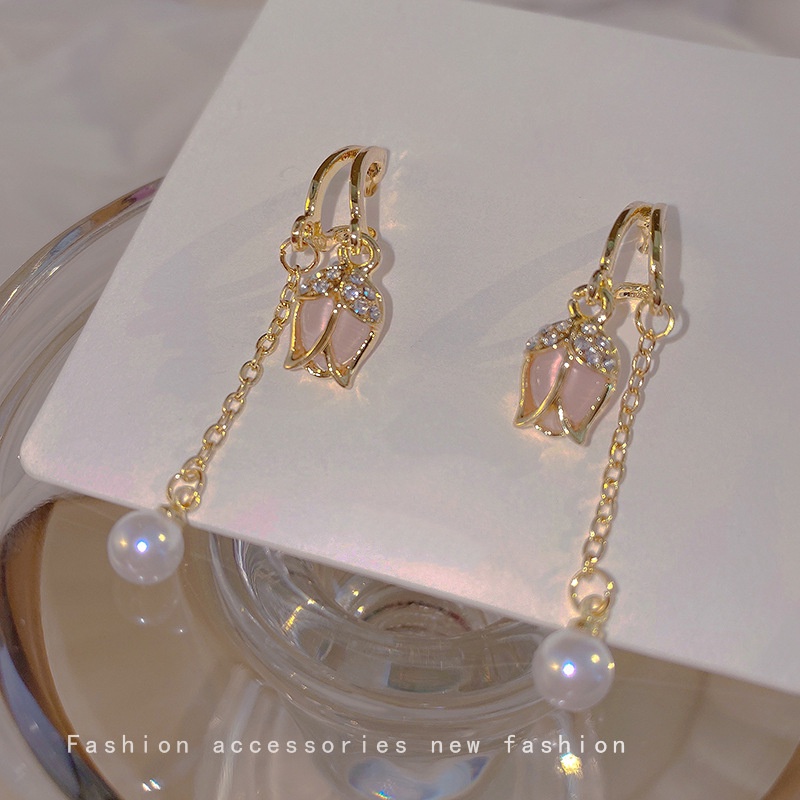 Khuyên Tai Hoa Tulip Đính Ngọc Trai Cao Cấp Phong Cách Hàn Quốc Kiểu Mới 2022