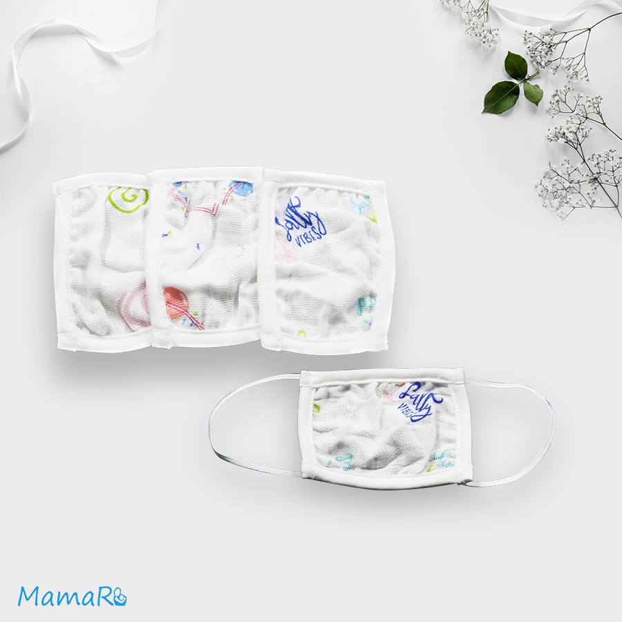 Bộ 3 cái khẩu trang nano bạc kháng khuẩn vải sợi tre cho bé từ sơ sinh đến 5 tuổi Mamaru MA-KA - Diệt khuẩn, hút ẩm tốt