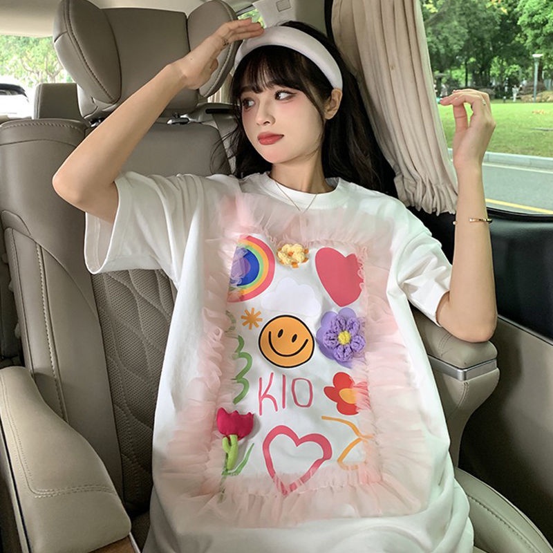 Áo Thun Tay Ngắn In Hình Hoa Tulip Thời Trang Dành Cho Nữ