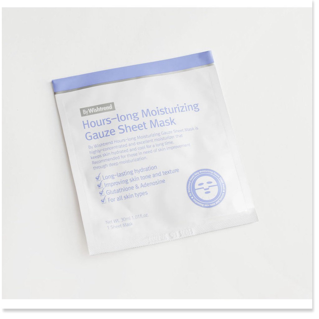 [Mã giảm giá] Mặt Nạ Dưỡng Ẩm Sâu, Làm Sáng Da By Wishtrend Hours-long Moisturizing Gauze Sheet Mask 30ml