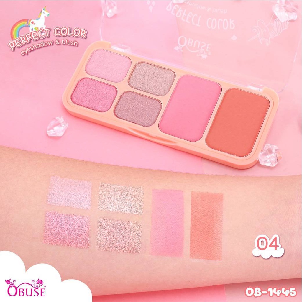 Bảng phấn mắt má hồng bắt sáng Thái lan 6 màu mềm lung linh 14.8g OB1445 Obuse Perfect Color Eyeshadow Blush❤️