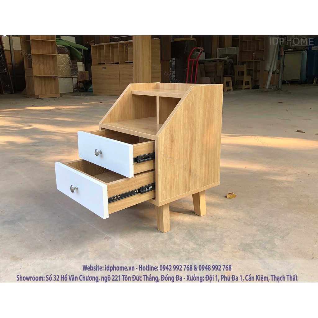 Táp đầu giường 2 ngăn kéo chân gỗ SP6828 | BigBuy360 - bigbuy360.vn