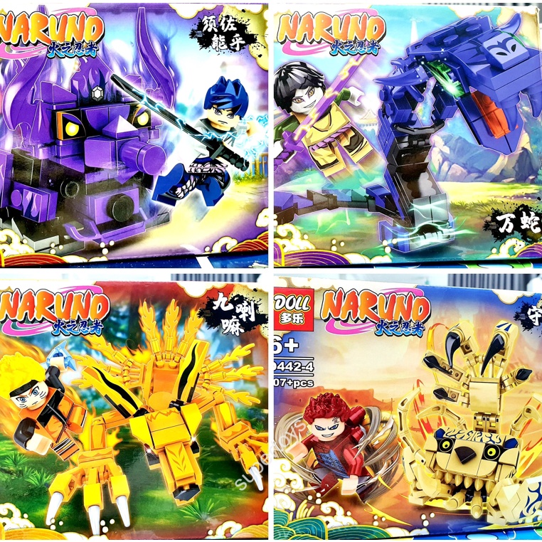 Lego Naruto lắp ghép theo set các nhân vật Itachi, kakashi, Orochimaru, Sasuke, Jiraiya