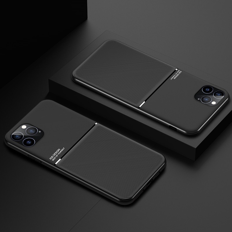 Ốp điện thoại phối da màu nhám TPU mềm chống sốc có từ tính thời trang cho iPhone 11 12 XS XR X Mini Pro Max