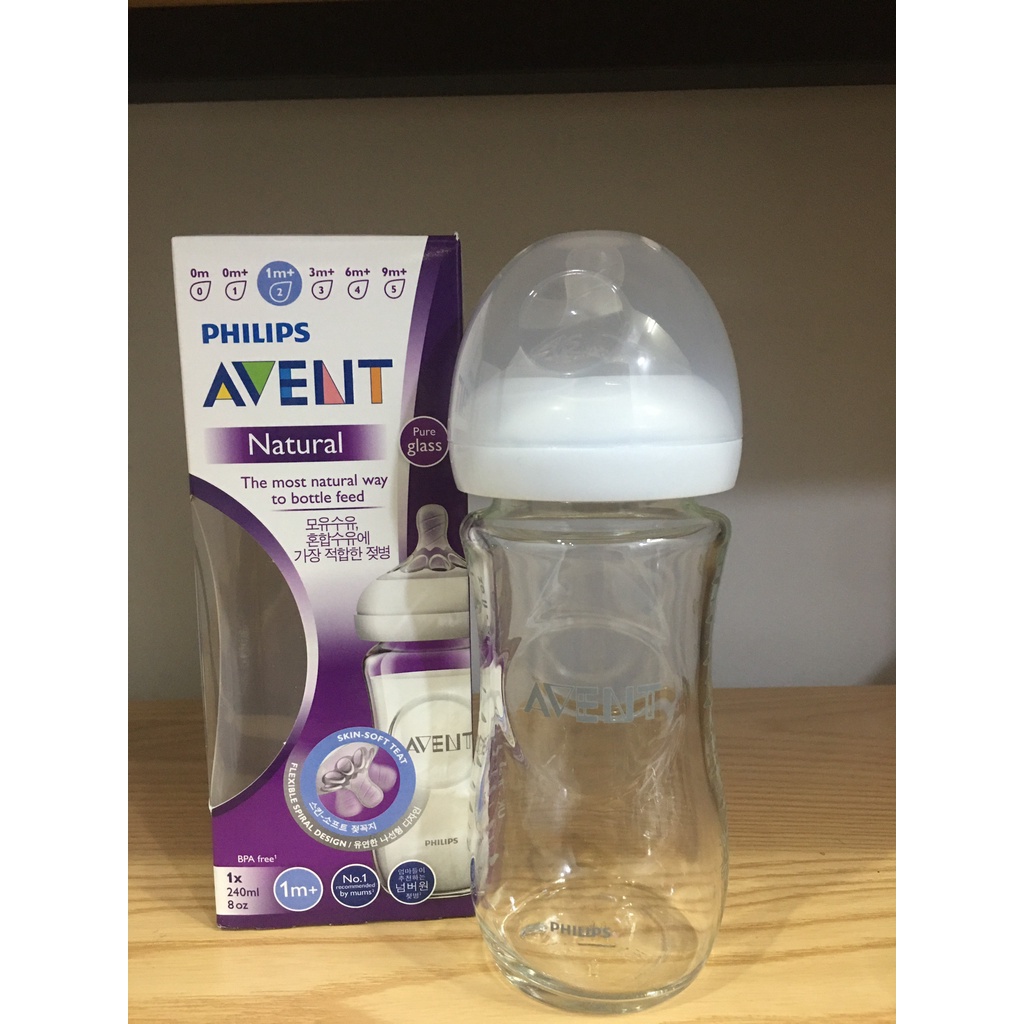 Shop Bố Ken Bình Sữa Philips Avent Natural Thủy Tinh 120/240ML 100% Chính Hãng [Hỗ trợ đổi Size Núm]