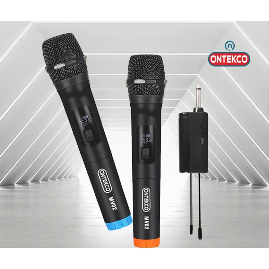 Bộ micro không dây ONTEKCO MV02 hát karaoke gia đình chuyên nghiệp