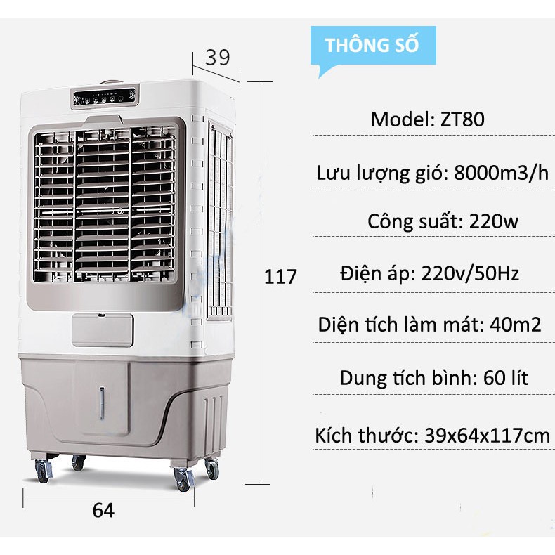 QUẠT ĐIỀU HÒA LÀM MÁT BẰNG HƠI NƯỚC AKYO ZT-80 NHẬP KHẨU THÁI LAN BÁN TẠI HÀ NỘI