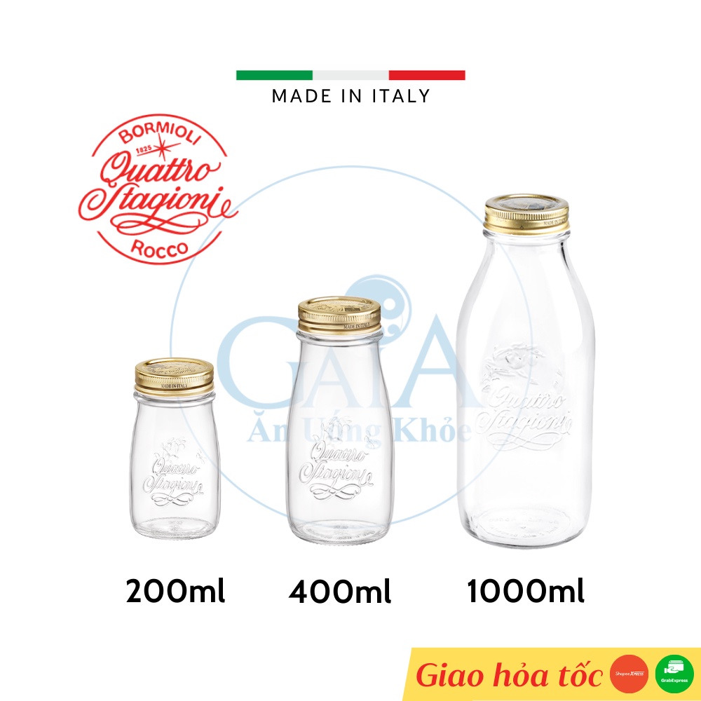 Chai thủy tinh nắp vặn Quattro 1000ml (Bormioli Rocco)