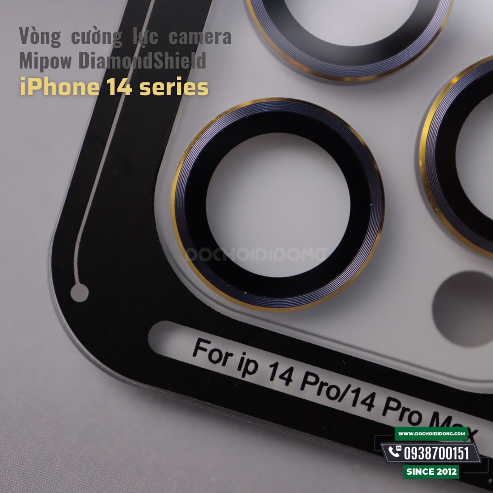 Vòng Cường Lực Camera Mipow DiamondShield Chống Chói IPhone 14/14 Plus/14 Pro/14 Pro Max