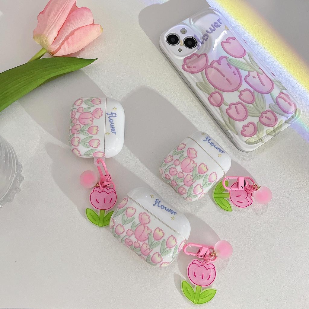 Vỏ Bảo Vệ Hộp Sạc Tai Nghe AirPods Pro 1 / 2 3 2021 gen3 Bằng Silicon tpu Mềm Chống Rơi Hình Kẹp Màu Hồng Đơn Giản