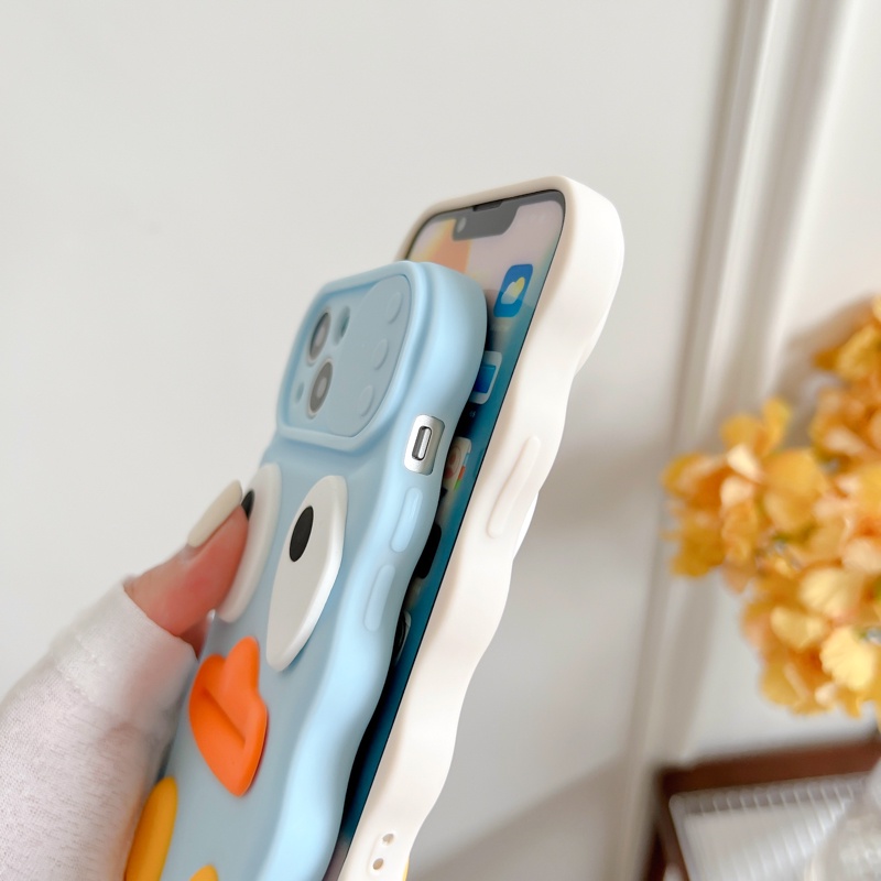 Ốp Điện Thoại Silicon Mềm Có Nắp Trượt In Hình Vịt Dễ Thương Cho iPhone 12 13 11 PRO MAX XR 11 12 PRO