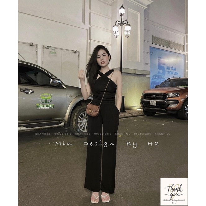 Sét đồ bộ quần suông, áo cổ yếm chất len tăm dày dặn_Hoaianhboutique