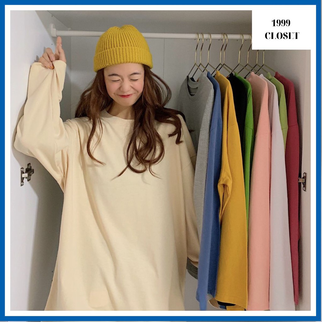 áo dài tay form rộng uniex basic tea sweater phong cách ulazang