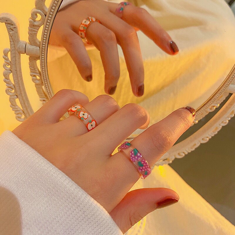 Nhẫn Nhựa Acrylic Sáng Tạo Phong Cách Hàn Quốc Thời Trang Cho Nữ