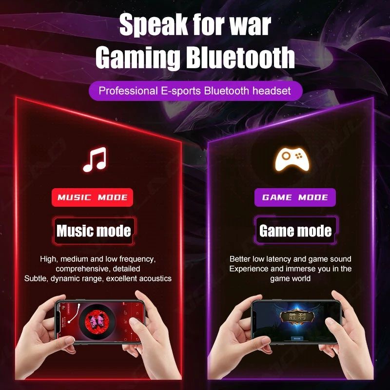Tai nghe Bluetooth Gaming 5.2 Tai nghe không dây Âm trầm đầy đủ Loại bỏ tiếng ồn HiFi Stereo T33