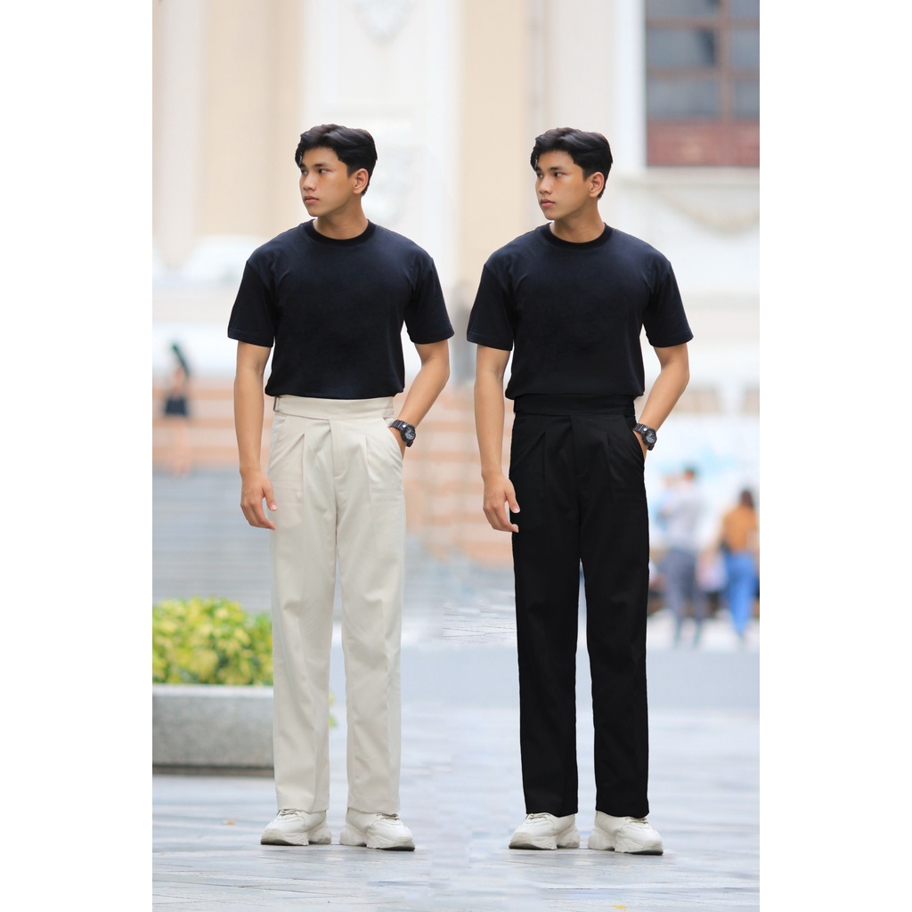 QUẦN ÂU ỐNG SUÔNG VẢI KAKI THUN CO GIÃN SIÊU HACK DÁNG LƯNG KHOEN GÀI RÚT MÀU ĐEN BE | GIRAN